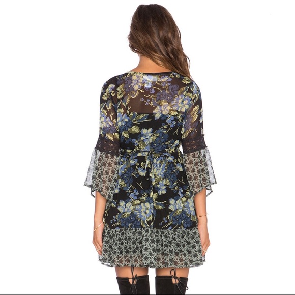 Band of Gypsies Lace Front Mini Dress Floral 8 - Picture 8 of 9